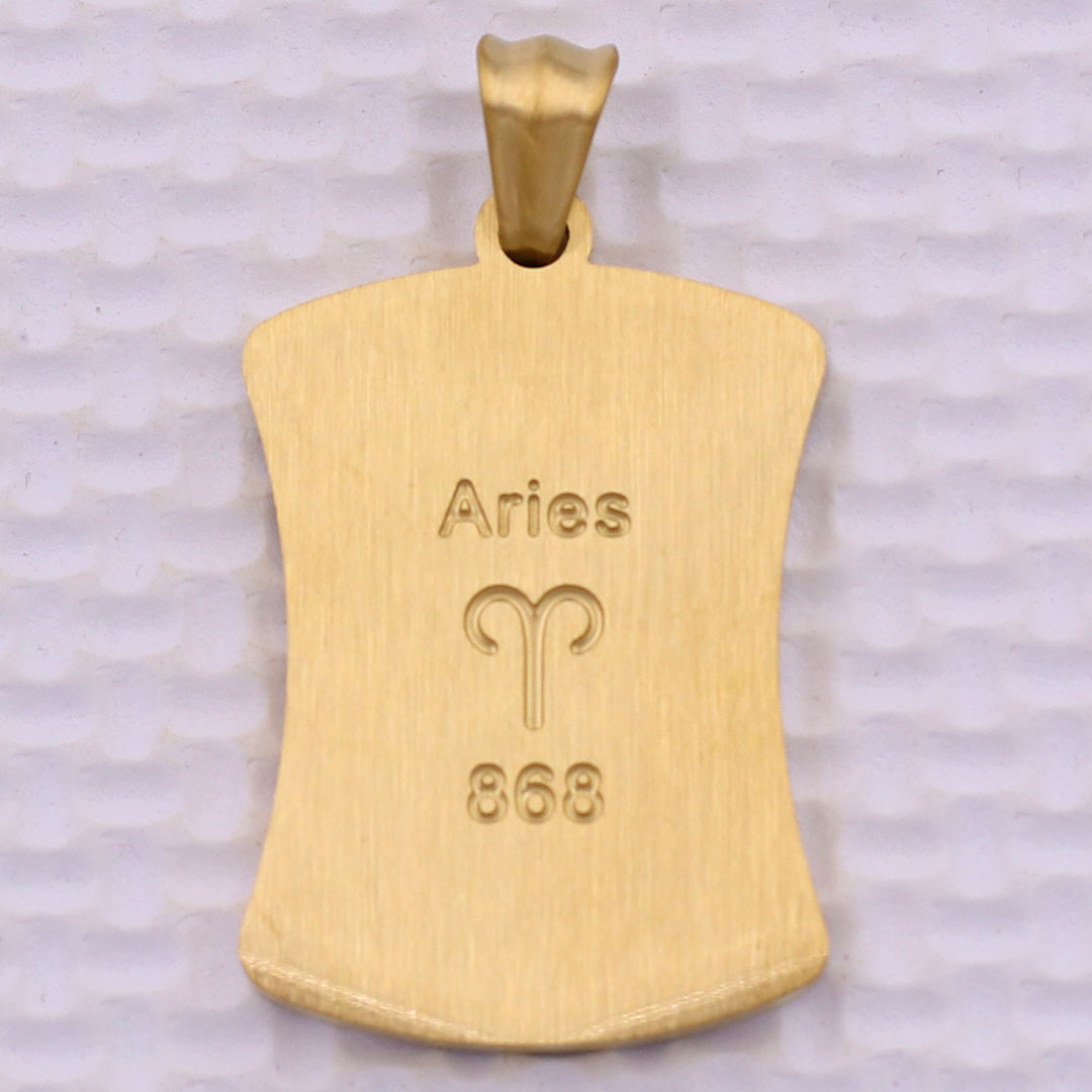 Mặt dây chuyền cung Bạch Dương - Aries inox vàng kèm vòng cổ dây chuyền inox vàng + móc inox, Cung hoàng đạo