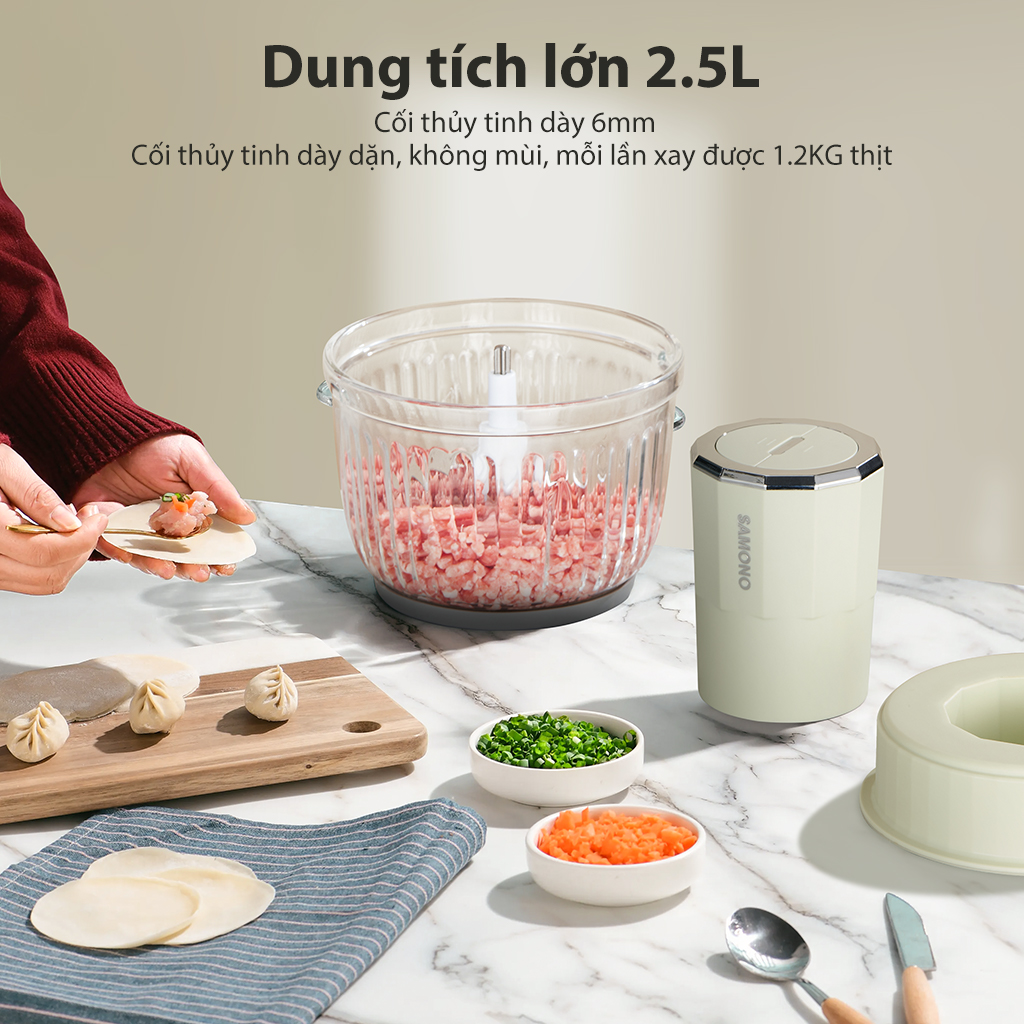 Máy xay đa năng SAMONO Công suất 350W Dao inox 4 lưỡi Dung tích 2.5 Lít SW-CG350 HÀNG CHÍNH HÃNG BH 12 THÁNG