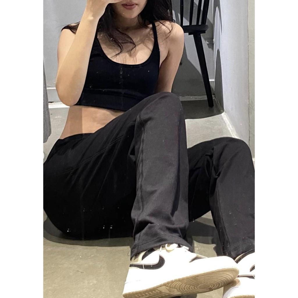 Quần thun ống suông đen xám Barbie Pants