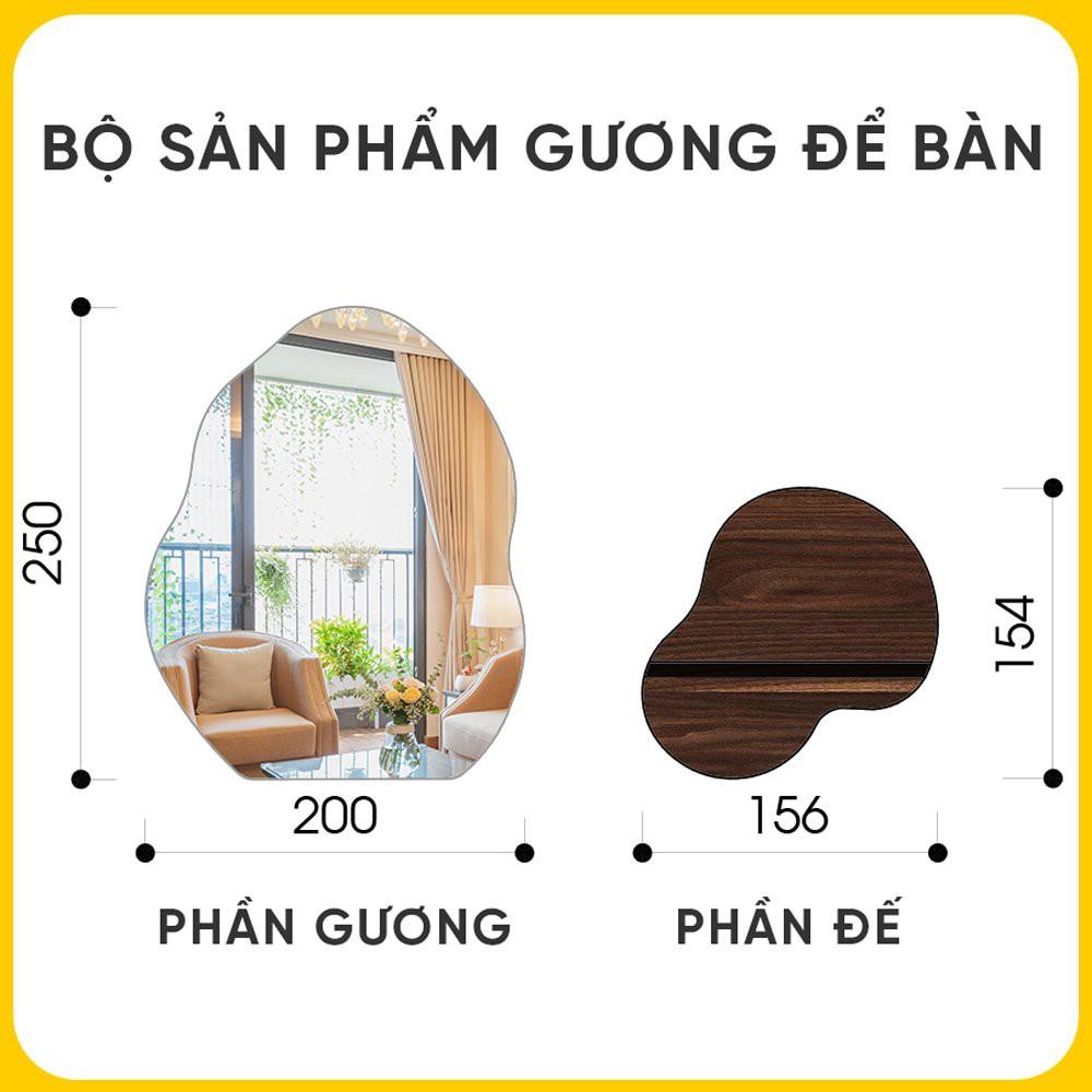 Gương decor trang điểm - Gương để bàn độc đáo Unix, đế gỗ - Nhập khẩu từ Bỉ - Trang trí phòng cực kì sang trọng