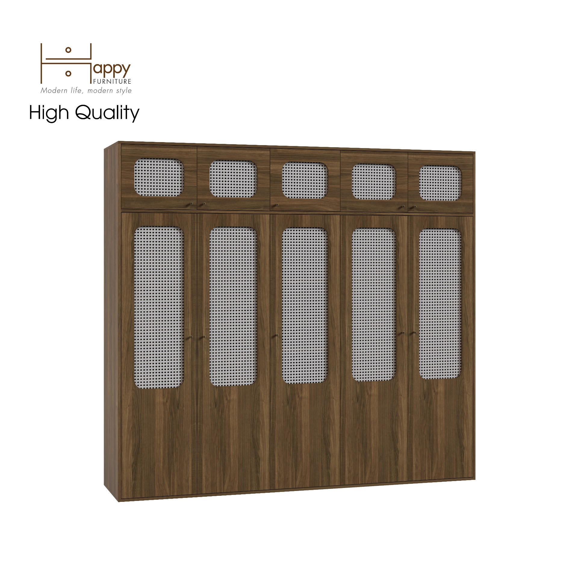 [Happy Home Furniture] MEYDAN, Tủ quần áo 2m4x2m2 cánh mây, 240cm x 58cm x 220cm ( DxRxC), TCM_052