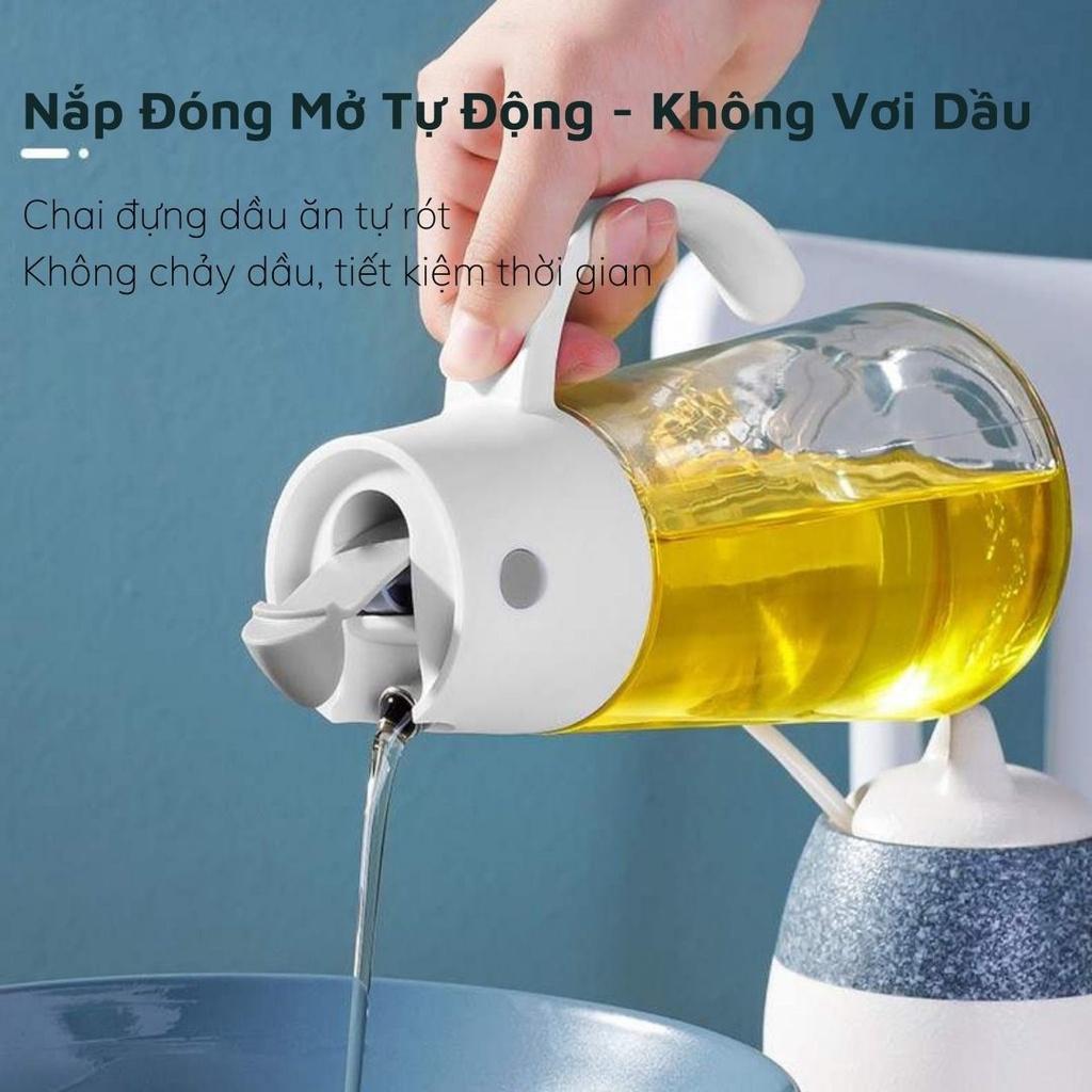 Bình Đựng Dầu Ăn, Chai Đựng Dầu Ăn Tự Rót Bằng Thủy Tinh Nắp Chai Có Thể Tháo Rời Vệ Sinh 0202