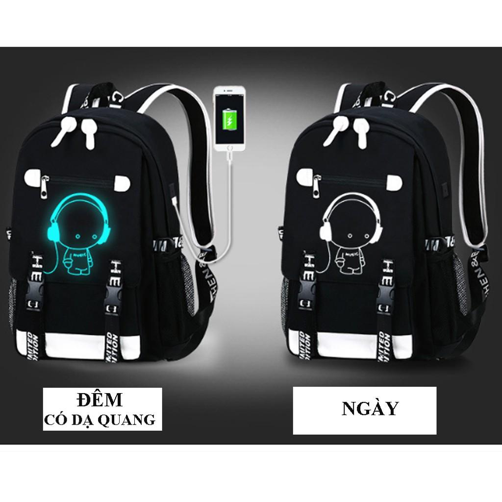 Balo đi học Ohazo! Hình Boymusic phát sáng trong đêm Tặng kèm cáp sạc USB - BL18