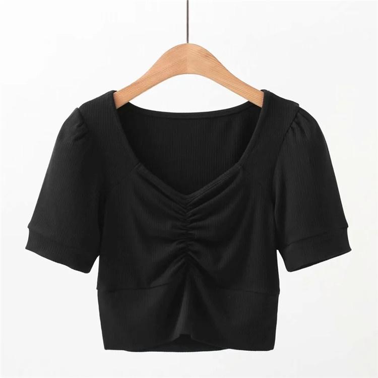Áo croptop tay phồng, croptop cổ vuông nhún ngực quyến rũ sexy, áo thun nữ đẹp phong cách hàn quốc kiểu ulzzang, ACN001