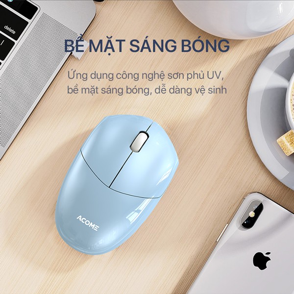 Chuột Máy Tính Văn Phòng Không Dây Tĩnh Âm ACOME 2.4GHz, Độ Phân Giải Lên Tới 1600DPI - Hàng Chính Hãng