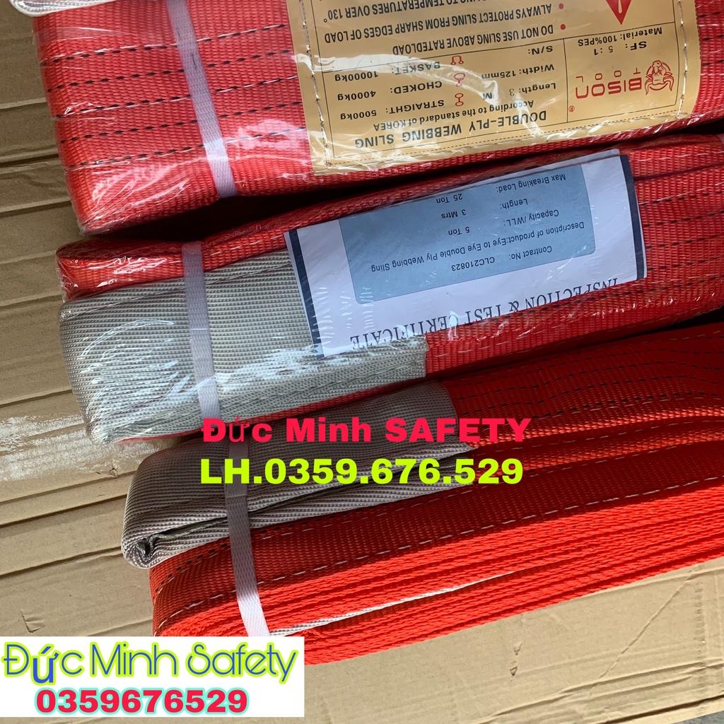 Dây dai cẩu hàng, dây cáp vải cẩu hàng trọng tải 5 tấn từ 3-10 mét bản 125mm