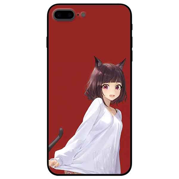 Ốp lưng in cho Iphone 7 Plus/ 8 Plus Mẫu Cô Gái Tai Mèo