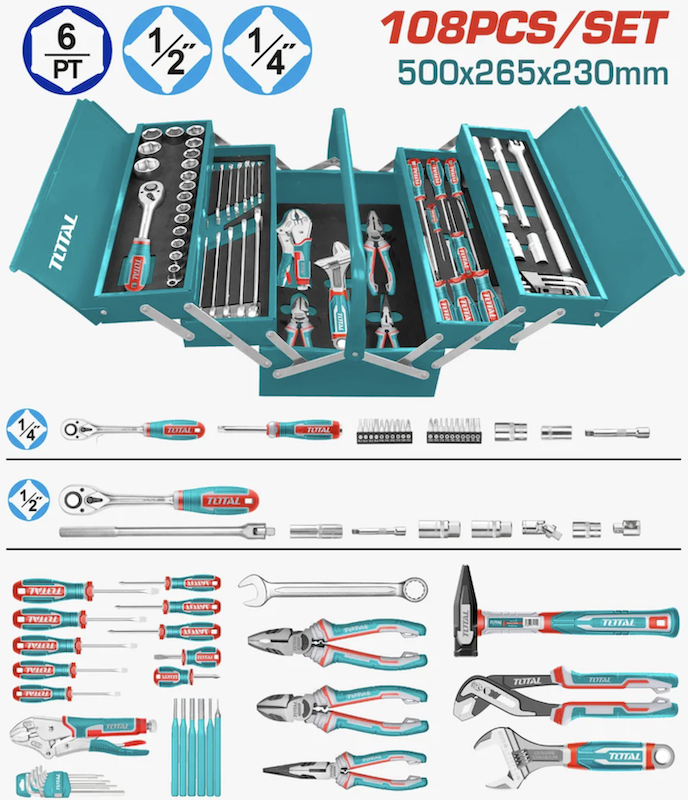 BỘ ĐỒ NGHỀ 108 CHI TIẾT TOTAL THTCS121081- HÀNG CHÍNH HÃNG