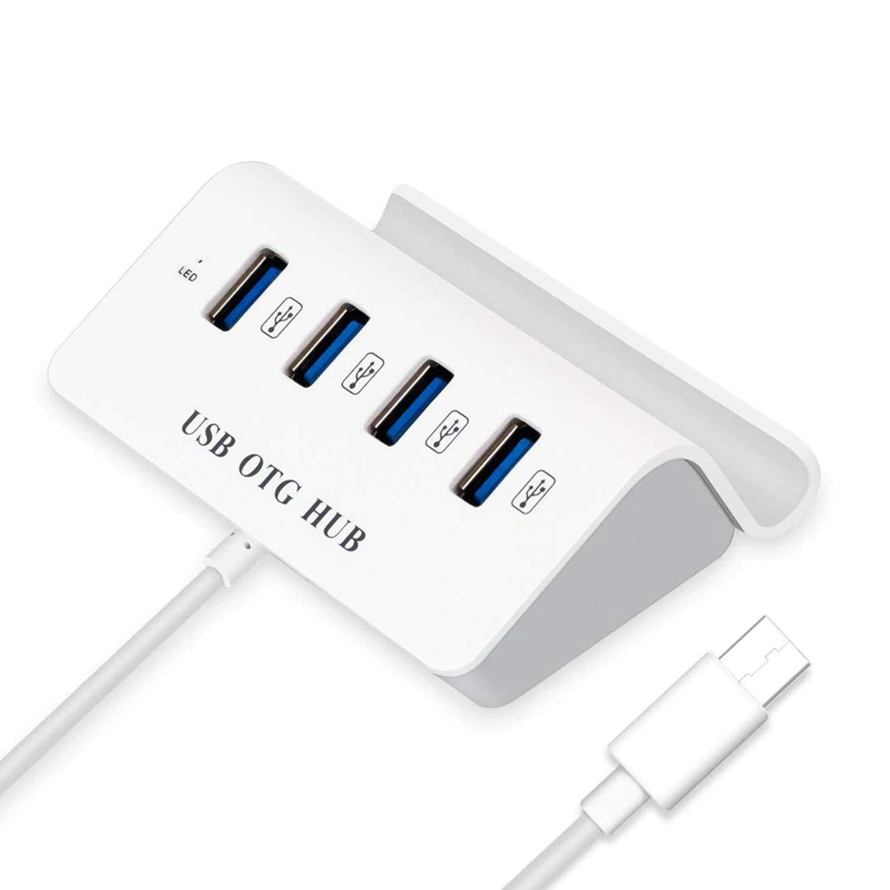 Hub OTG Chia 4 Cổng USB Đầu Type C Có Giá Đỡ Điện Thoại Cao Cấp AZONE