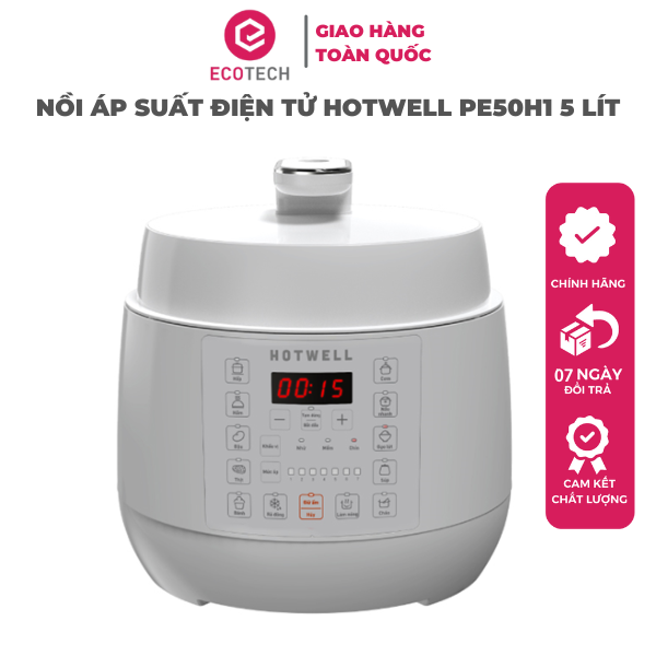 Nồi Áp Suất Điện Tử HOTWELL PE50H1 5 Lít Màu Trắng, Bảo Hành 12 Tháng, 1 Đổi 1 Trong 100 Ngày - Hàng Chính Hãng