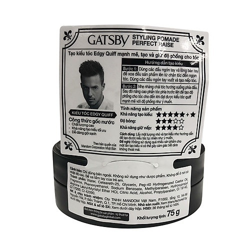 Sáp Pomade Perfect Raise Tạo Kiểu Edgy Quiff và Giữ Độ Phồng Tóc + Tặng Reuzel Grooming Tonic - Chính hãng - GATSBY STYLING POMADE 75G