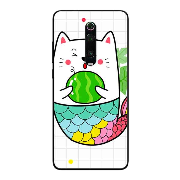 Hình ảnh Ốp Lưng in cho Xiaomi Mi 9T Mẫu Mèo Cá Ôm Dưa Hấu - Hàng Chính Hãng
