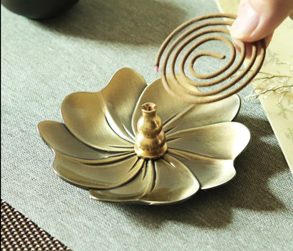 Combo đĩa lót và đế cắm nhang trầm