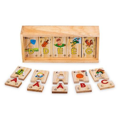 Đồ chơi gỗ Bộ tìm chữ cái (Tiếng Việt) | Winwintoys 62312 | Giúp bé nhận biết mặt chữ và phát triển tư duy sáng tạo