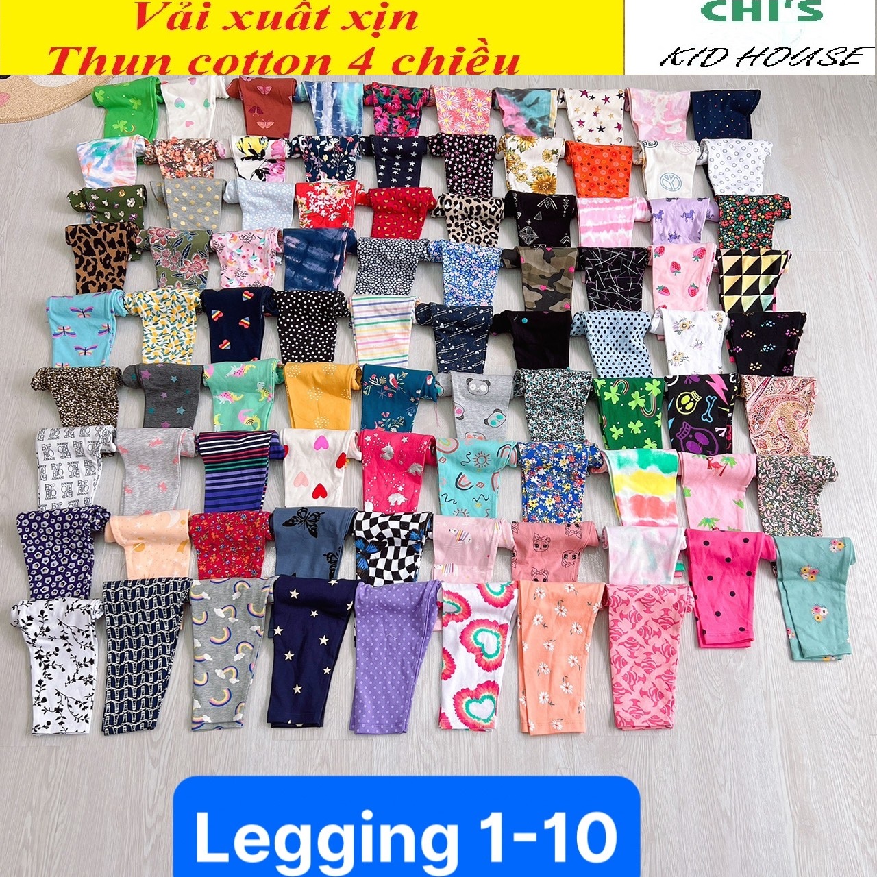 (HOT TREND) QUẦN LEGGING DÀI/ QUẦN DÀI HOẠ TIẾT THUN COTTON 4 CHIỀU XUẤT DƯ XỊN CHO BÉ 9-41KG