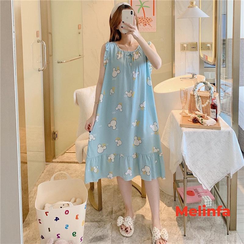 Váy ngủ nữ vải Cotton lanh lụa tự nhiên mềm mịn mát lạnh, đầm mặc nhà nữ tính mã VAV0279