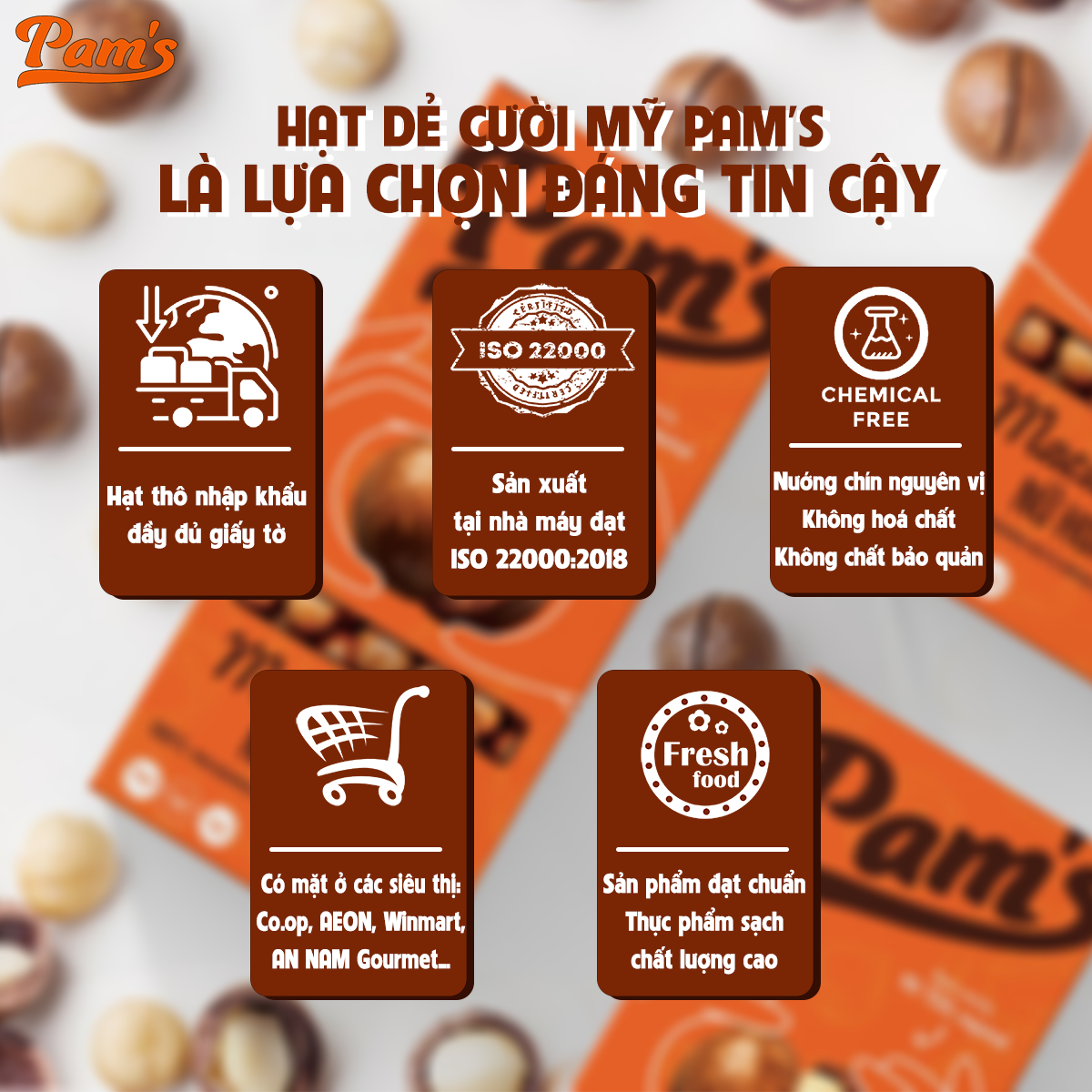 COMBO 2 Maccadamia Nữ Hoàng Nhập Khẩu Úc Pam's - Tách Tay, Sấy Chín Thơm Ngon