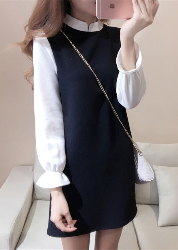 Đầm suông phối sơ mi dv48