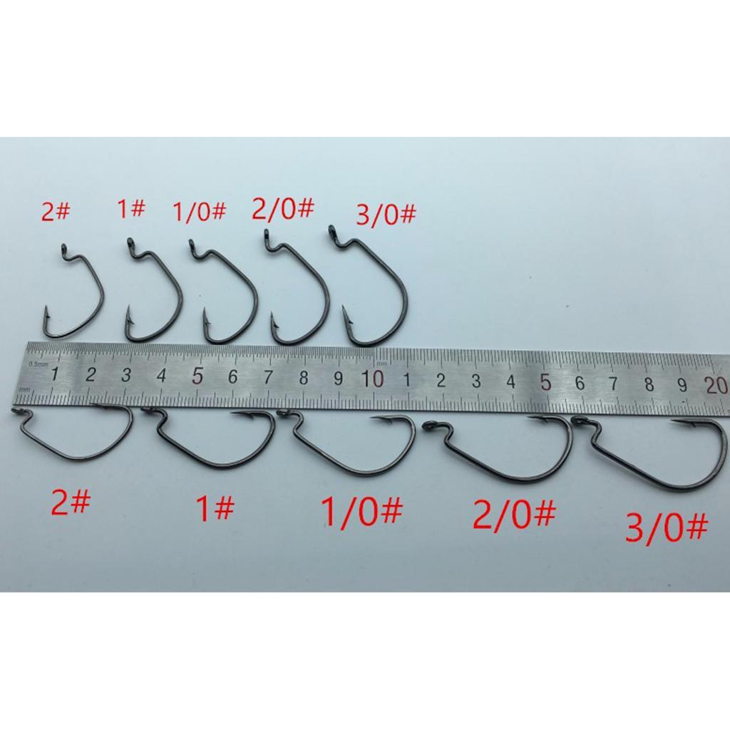 100Pcs Fishing Hooks Wide Belly Crank Hooks Soft Lure Hooks Multiple Sizes