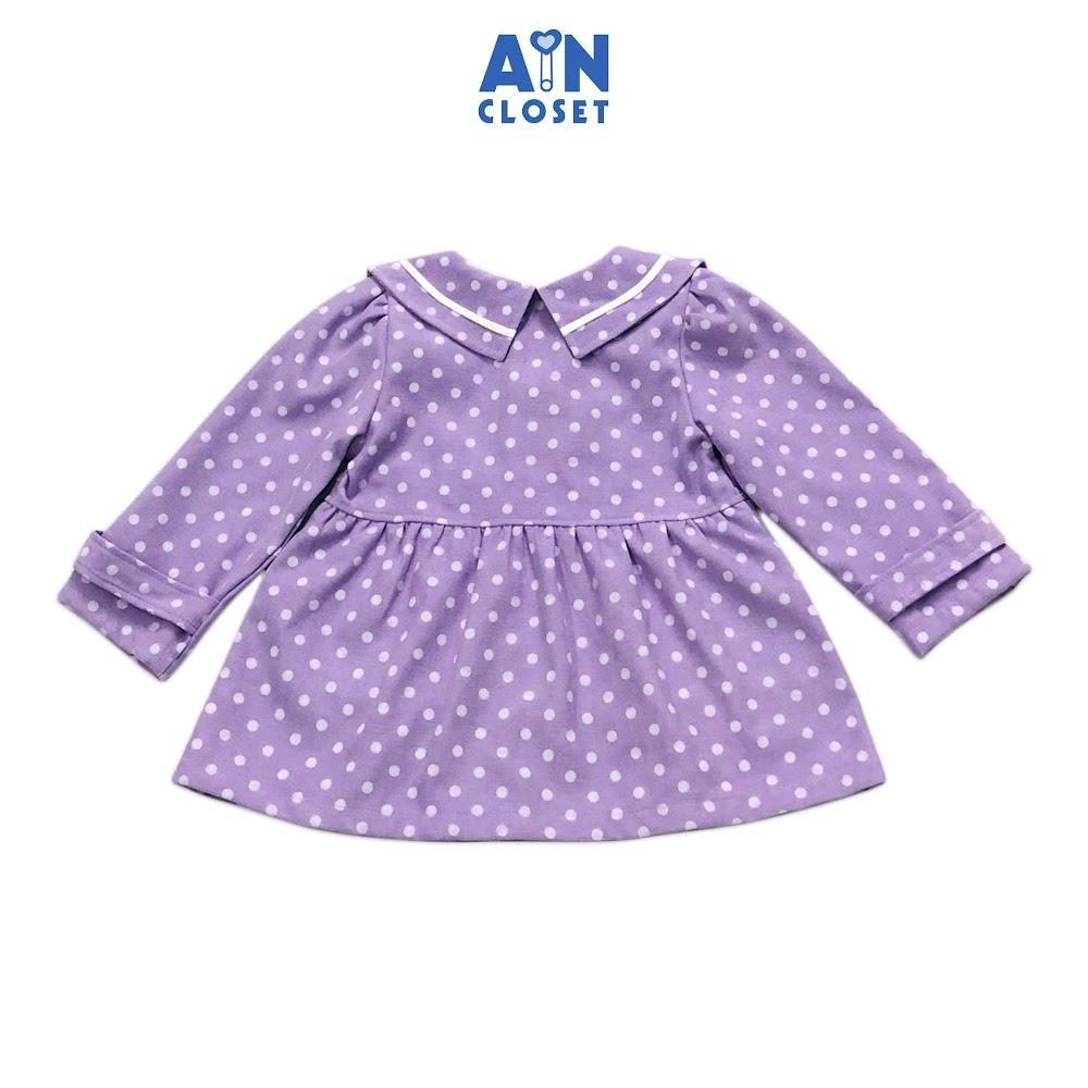 Áo khoác baby doll bé gái họa tiết Bi tím thô nhung - AICDBGRQOVKS - AIN Closet