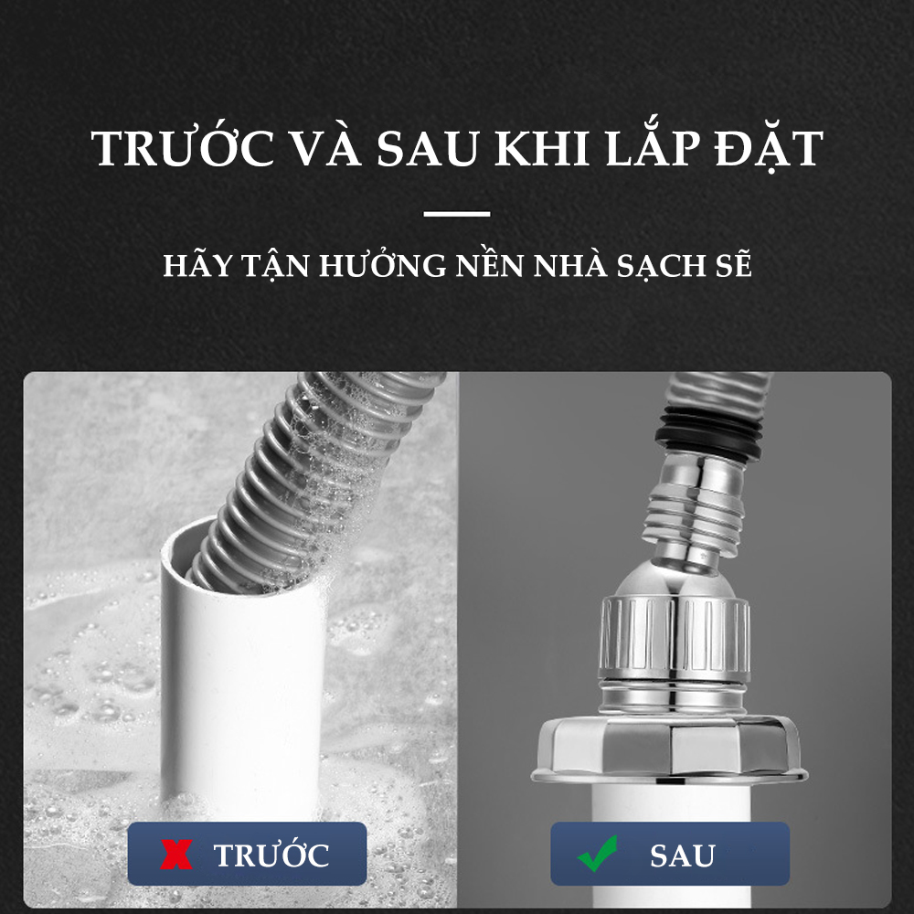 Bộ thoát nước máy giặt, chậu rửa, thoát nước thải kiêm chống mùi hôi, ngăn côn trùng trào ngược, cổ xoay 360 độ, loại đứng MIHOCO 3112