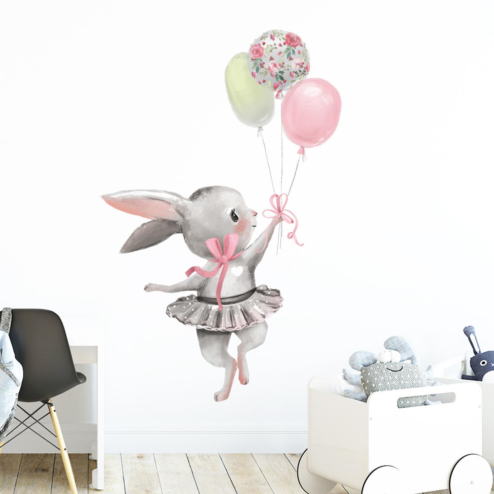 Bunny Ballet Rabbit Wall Stickers for Kids Room Nursery Wall Decal Wallpaper
