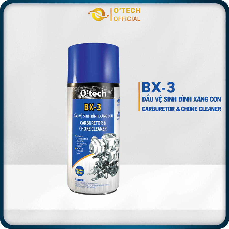 Bình xịt BX-3 Dầu Vệ Sinh Bình Xăng Con O’tech làm sạch động cơ, chi tiết máy - Carburetor & Choke Cleaner