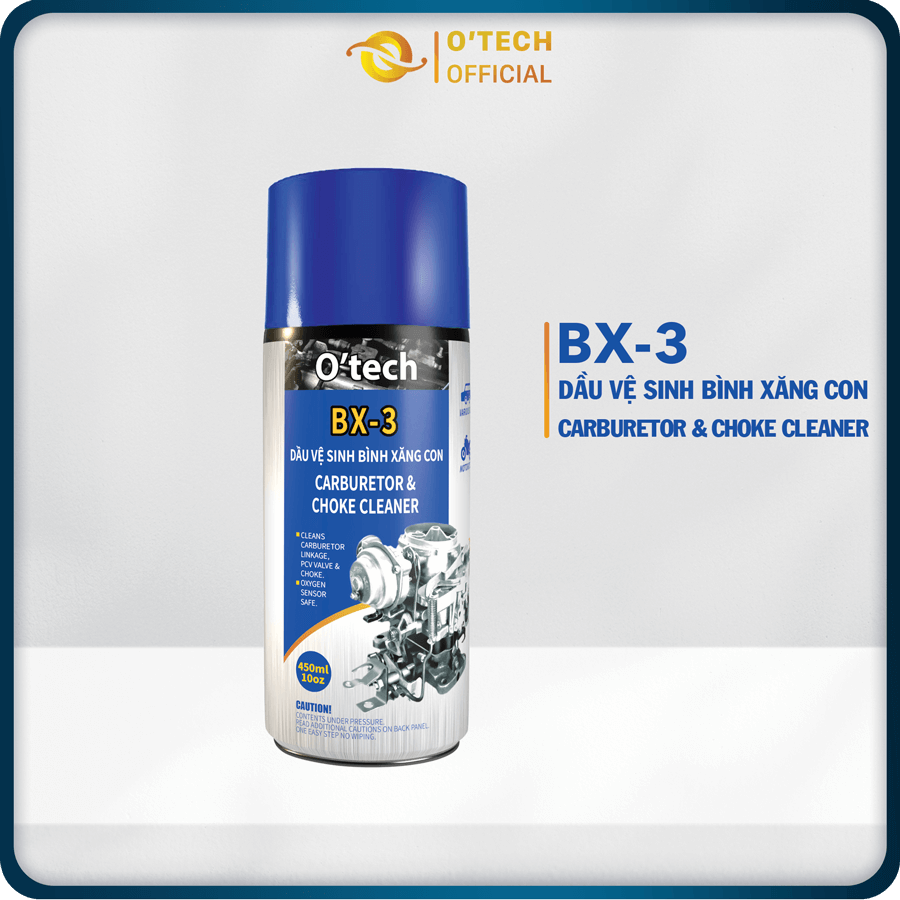 Bình xịt BX-3 Dầu Vệ Sinh Bình Xăng Con O’tech (450ml) làm sạch động cơ, chi tiết máy - Carburetor &amp; Choke Cleaner