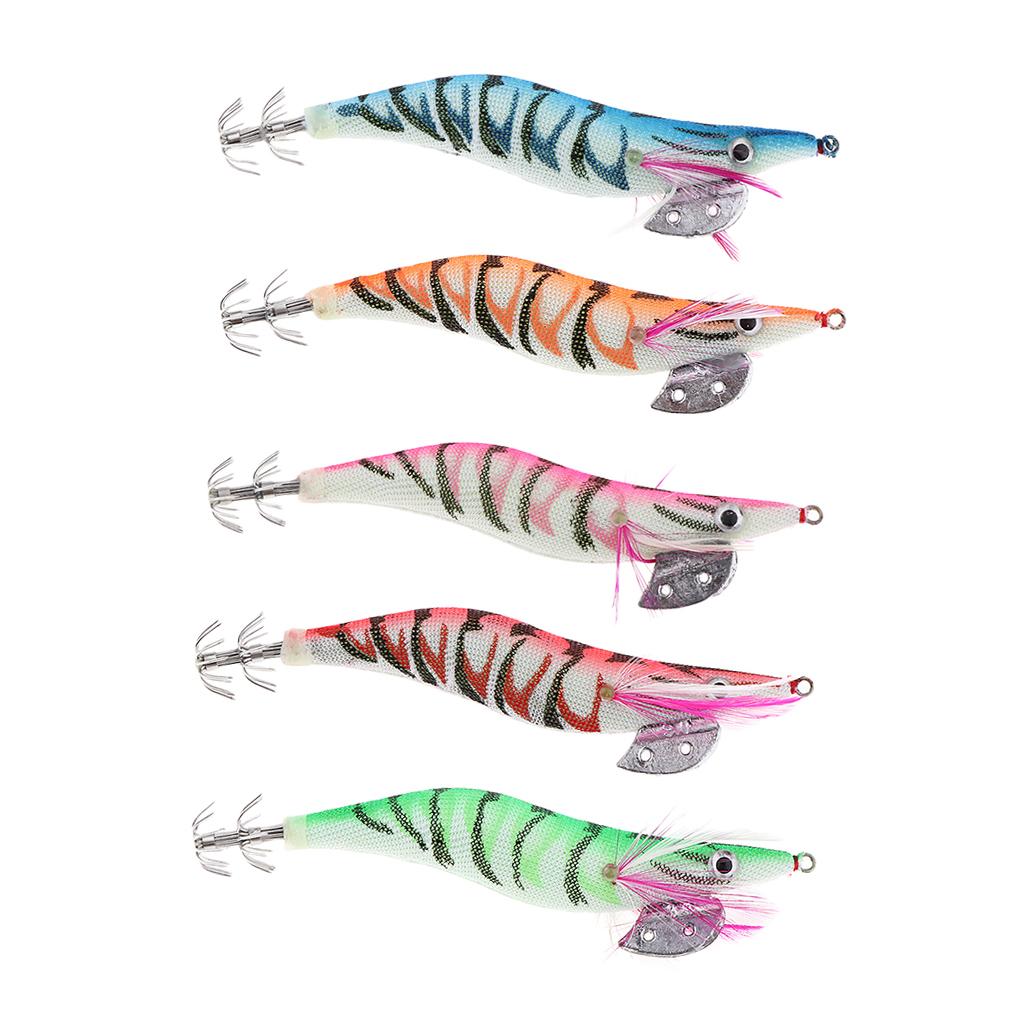 5x Artificial Shrimp Fishing Lures Sea Lures Bait Fishing Jigs Luminous Tail