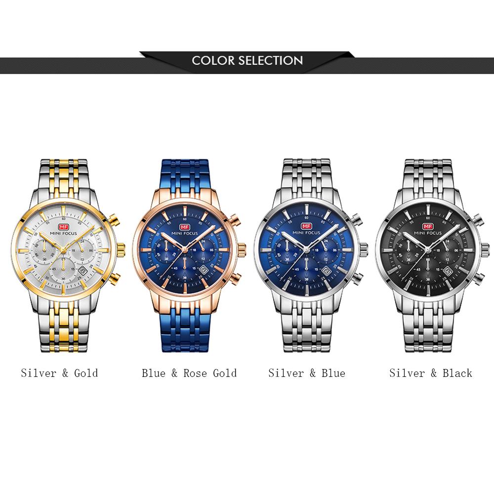 Đồng hồ nam kiểu dáng cổ điển, mặt đồng hồ Analog Chronograph có lịch, chống nước 3ATM