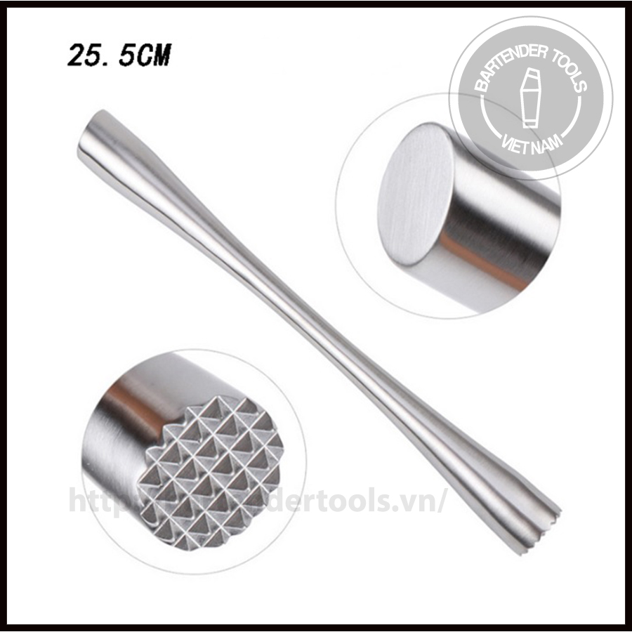 Chày bar full inox 2 đầu dầm 25.5cm - Bar muddler