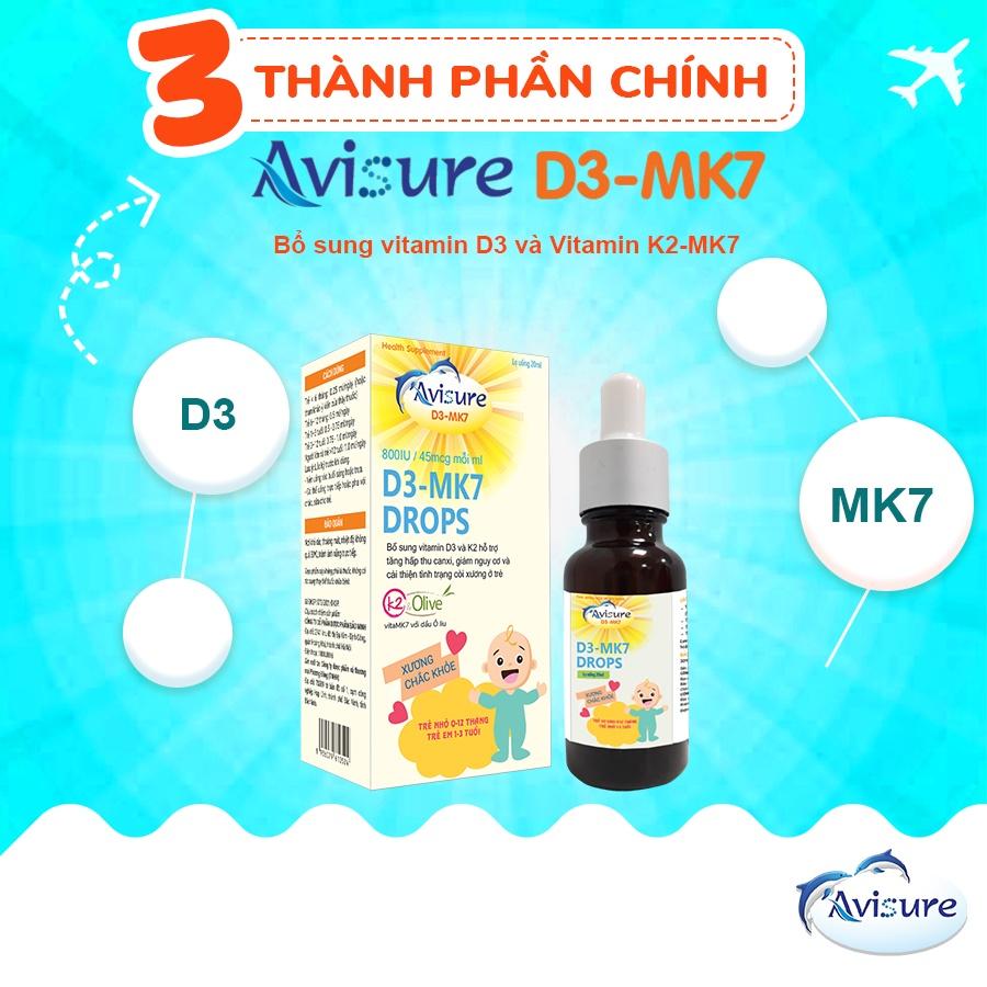 Vitamin D3 K2 tinh khiết Italia Avisure D3MK7 giúp bé cao lớn, ngủ ngon 20ml