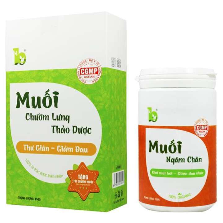 Combo Muối chườm lưng 850g + Muối ngâm chân 350g Bảo Nhiên giúp giảm đau xương khớp, thư giãn, ngủ ngon