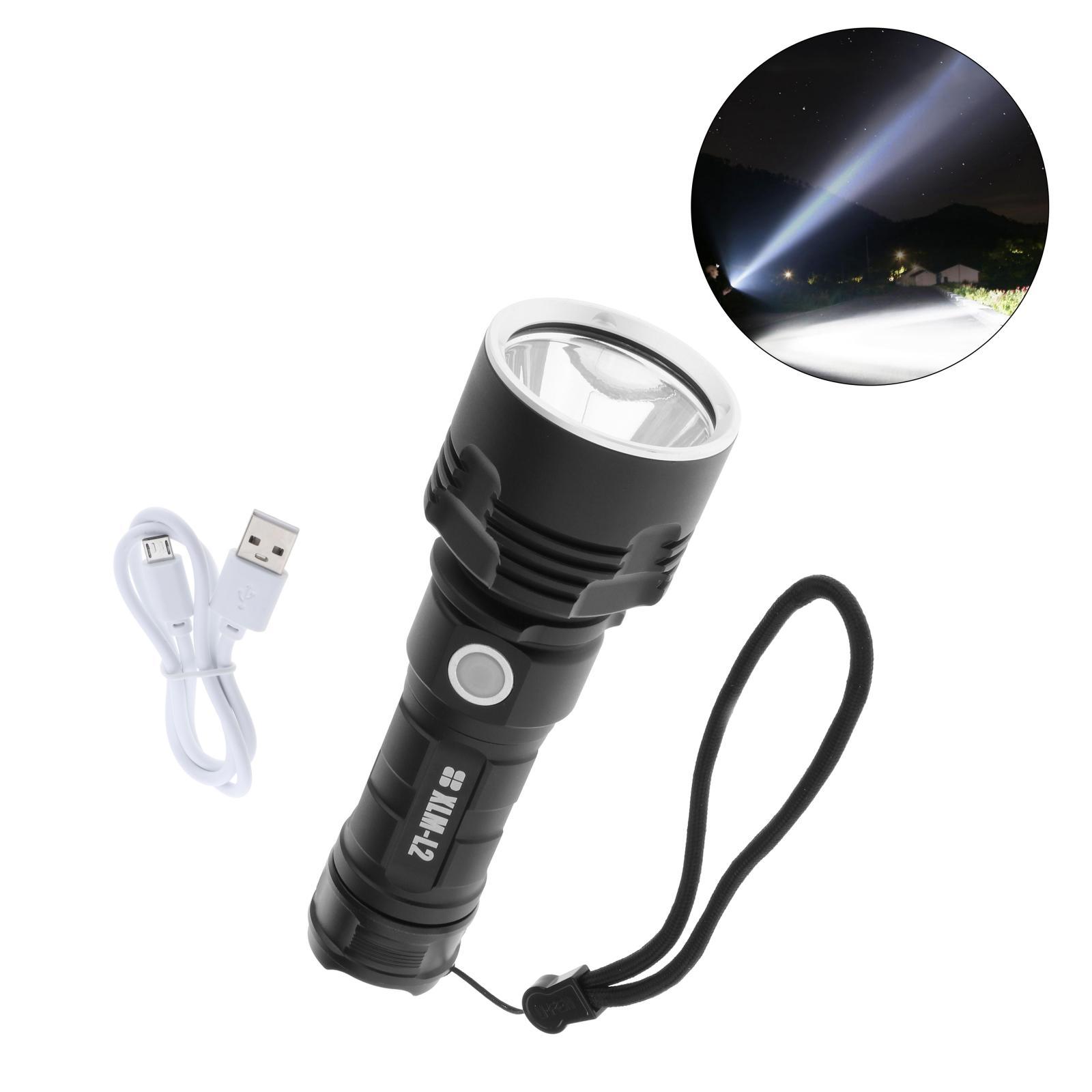 USB Rechargeable LED Powerful Flashlight with Bright Lamp