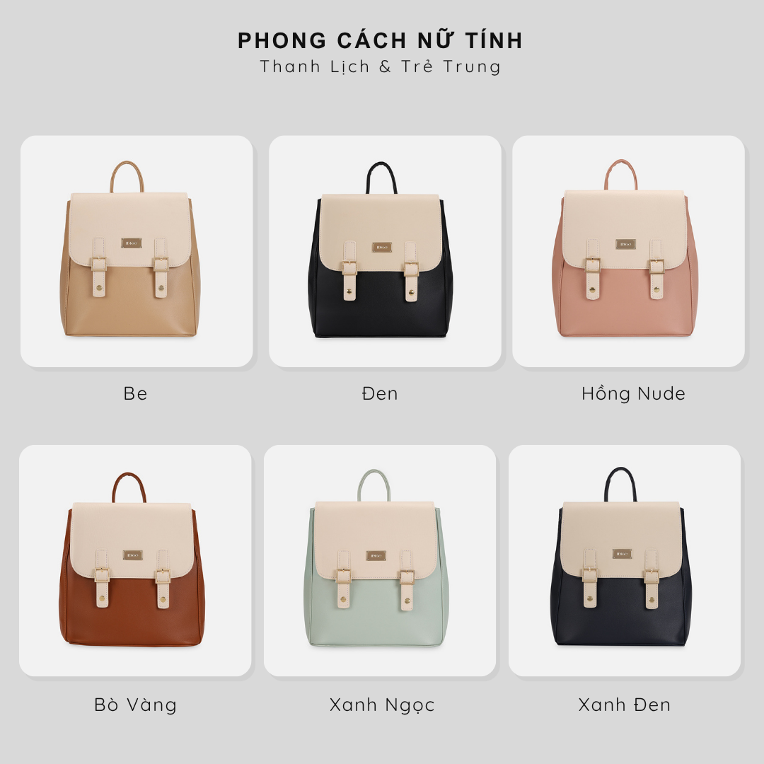 Balo nữ công sở nhỏ gọn, balo da nữ phối màu FBP2 - 4327