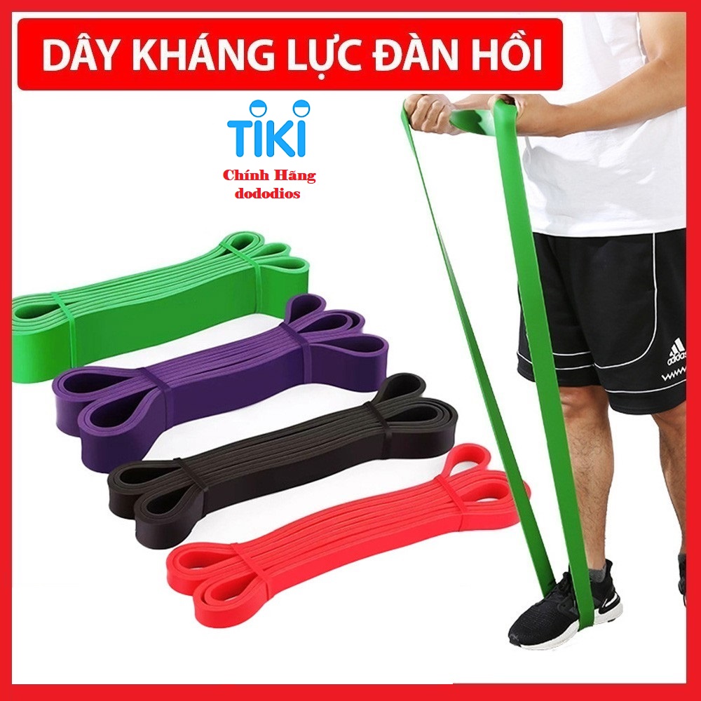 Dây kháng lực tập gym cao su tự nhiên, mức lực kéo phân theo từng màu, tiện lợi mang theo bất cứ đâu, Dây kháng lực Power Band đa năng, hỗ trợ luyện tập thể dục, tiện lợi tại nhà, văn phòng - Chính hãng dododios