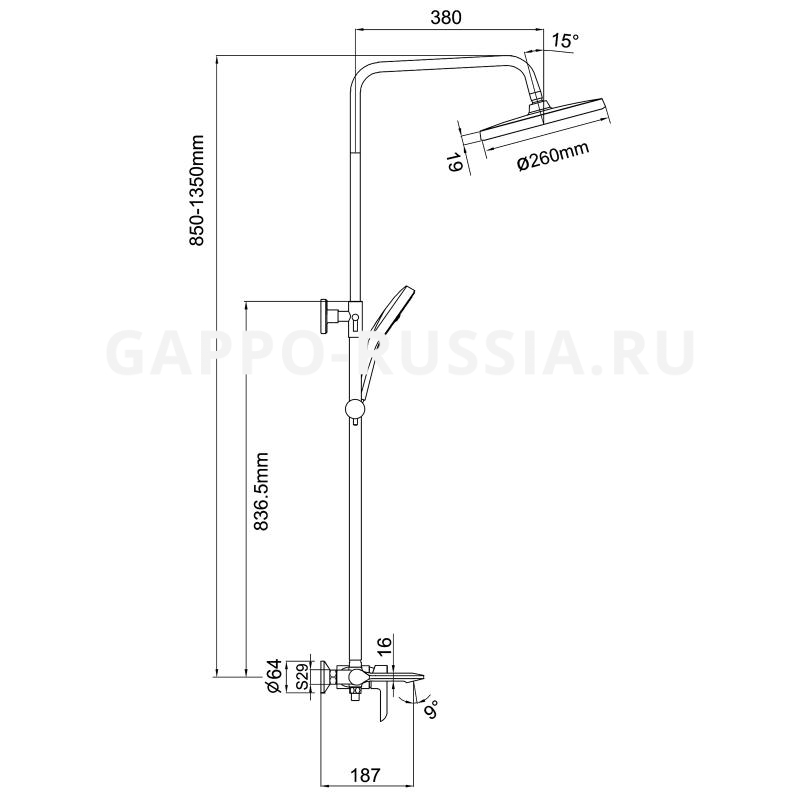 Sen cây tắm Khóa Nhiệt Độ Phủ Sứ Gappo G2403-58 chính hãng Nga Nhập Khẩu