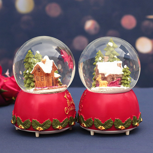 Hộp nhac quả cầu tuyết giáng sinh ngôi nhà tuyết