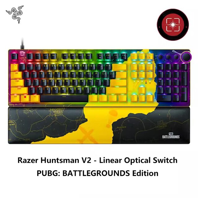 Bàn phím có dây Razer Huntsman V2-Optical Gaming Keyboard-PUBG: Battlegrounds Edition (Linear Optical Switch)_Mới, hàng chính hãng