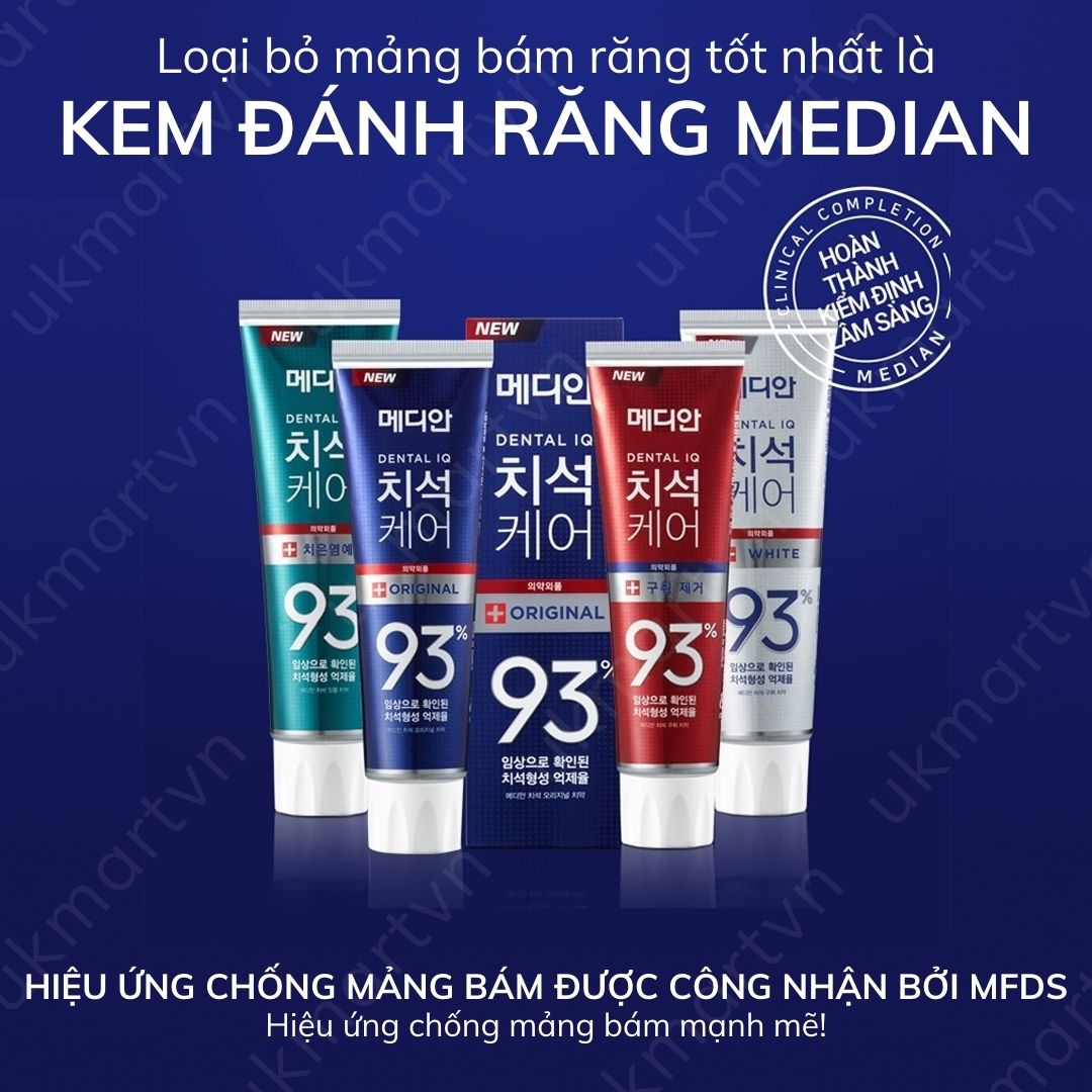 Kem Đánh Răng Hàn Quốc Trắng Răng MEDIAN DENTAL IQ 93% 120g - Xanh Lam Tartar&amp;Gum