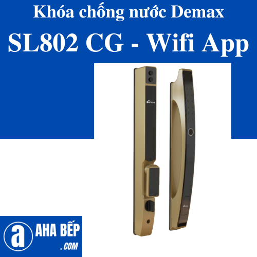 Khóa cửa chống nước Demax SL802 CG - Wifi App. Hàng Chính Hãng