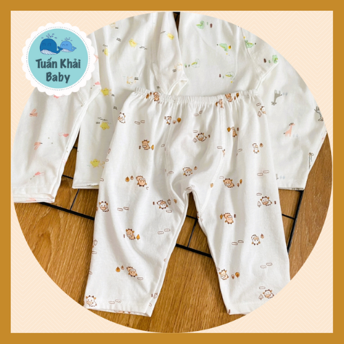 Quần sơ sinh cotton cao cấp CUNCON | Mẫu Quần Dài Họa Tiết rã đáy | Size 1,2,3 cho bé sơ sinh - 9kg