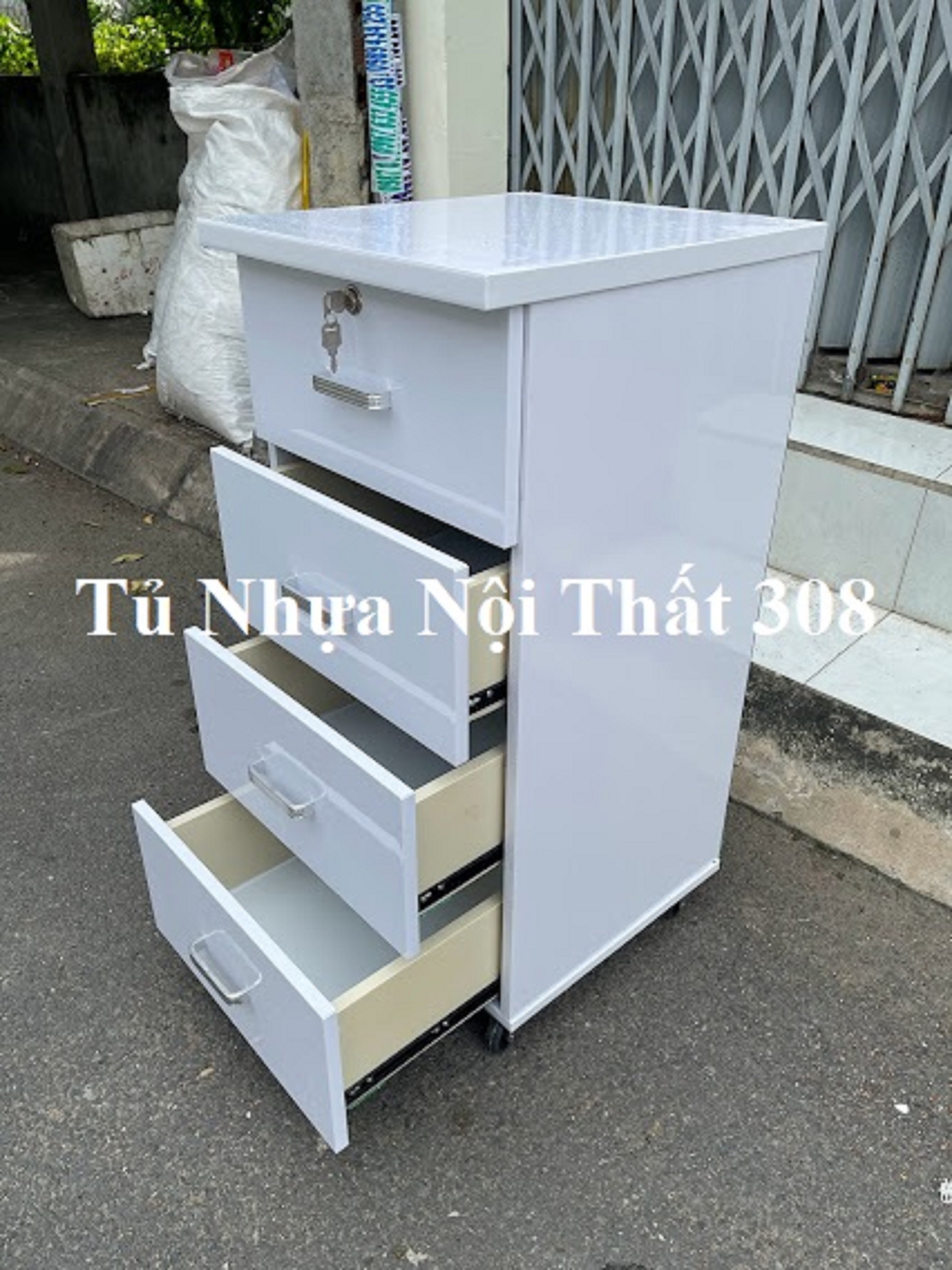 Tủ, Kệ Đầu Giường Nhựa Đài Loan Màu Trắng Cao 89,5cm Ngang 42cm Sâu 42cm K111