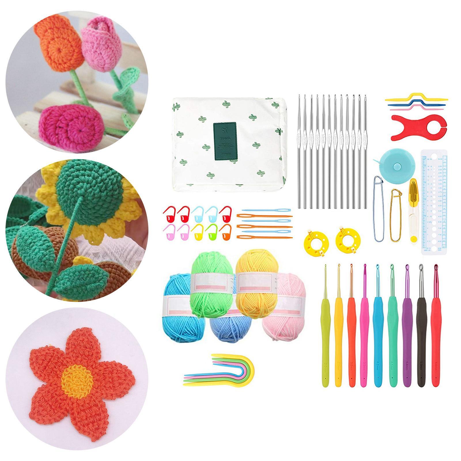 Crochet Hook Set Knitting with Case Weave Yarn Kits for Beginners