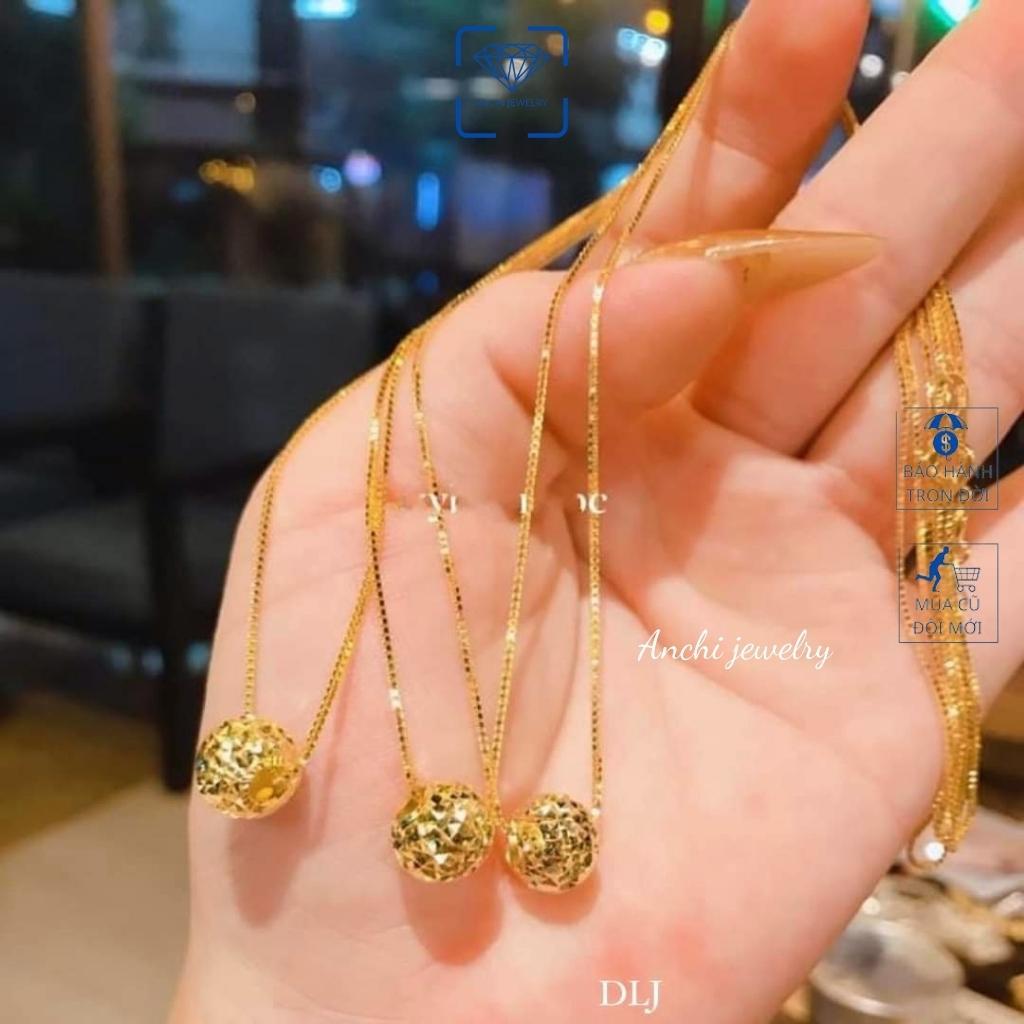 Vòng cổ nữ mặt cầu bạc thật mạ vàng thời trang, Anchi jewelry