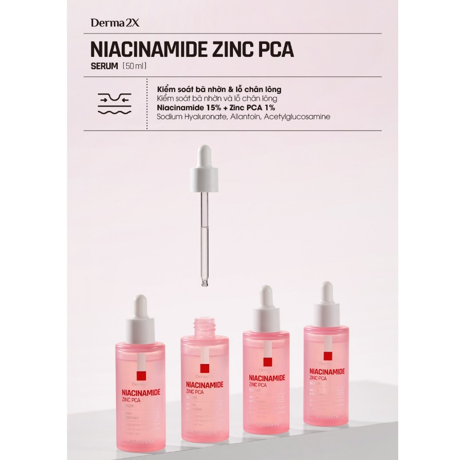 Tinh Chất Dưỡng Da Cấp Ẩm - Dịu Da Beausta Derma2X Niacinamide Zinc PCA Serum 50ml