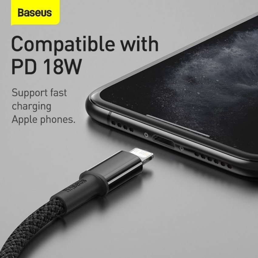 Cáp sạc Baseus High Density Braided Fast Charging Data Cable CATLGD 20W Type C to IP- hàng chính hãng