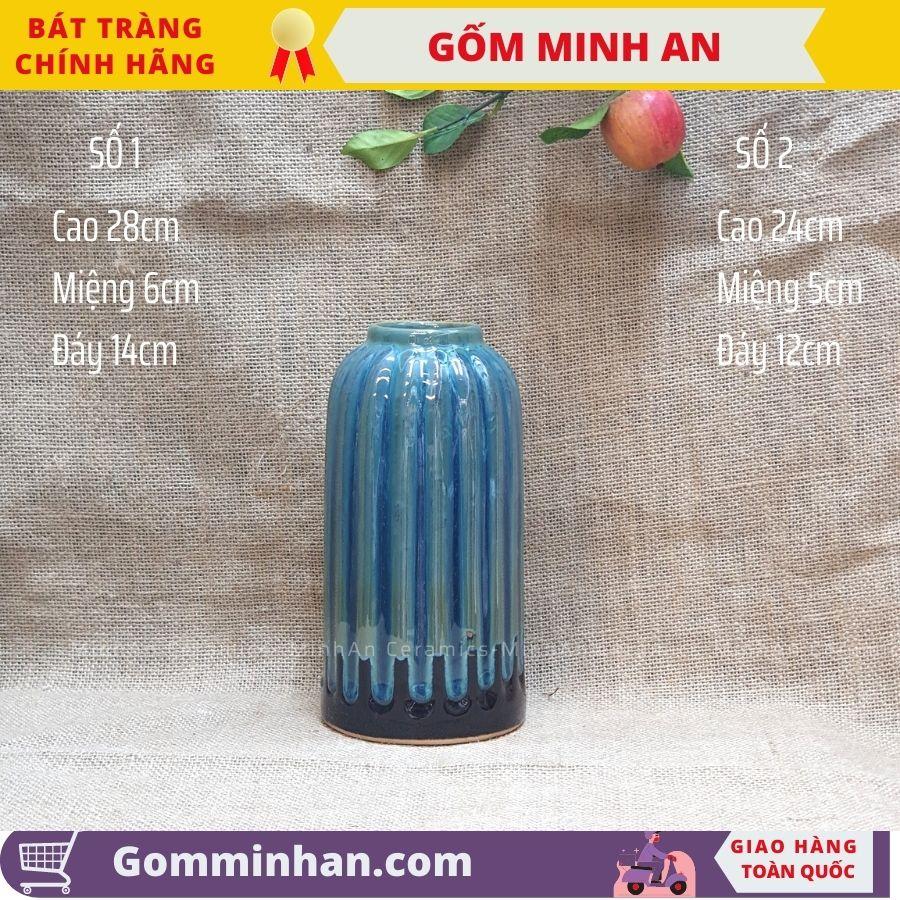 Lọ hoa Bình Hoa Dáng Lồng Chim Màu Xanh men ngọc, men thạch anh- Gốm Sứ Bát Tràng- Gốm Minh An