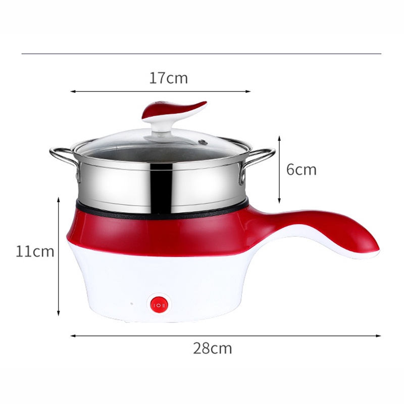 Ca Nấu Mì, Nồi Nấu Lẩu Đa Năng Siêu Tốc Hàng chính hãng/nhập Khẩu Electric Cooking Pot 18cm, Lồng chống dính, khay hấp Inox, Có Tay Cầm Tiện Dụng ( Giao Màu Ngẫu Nhiên )