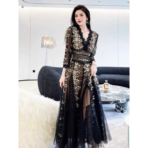 ĐẦM REN THÊU HOA CAO CẤP